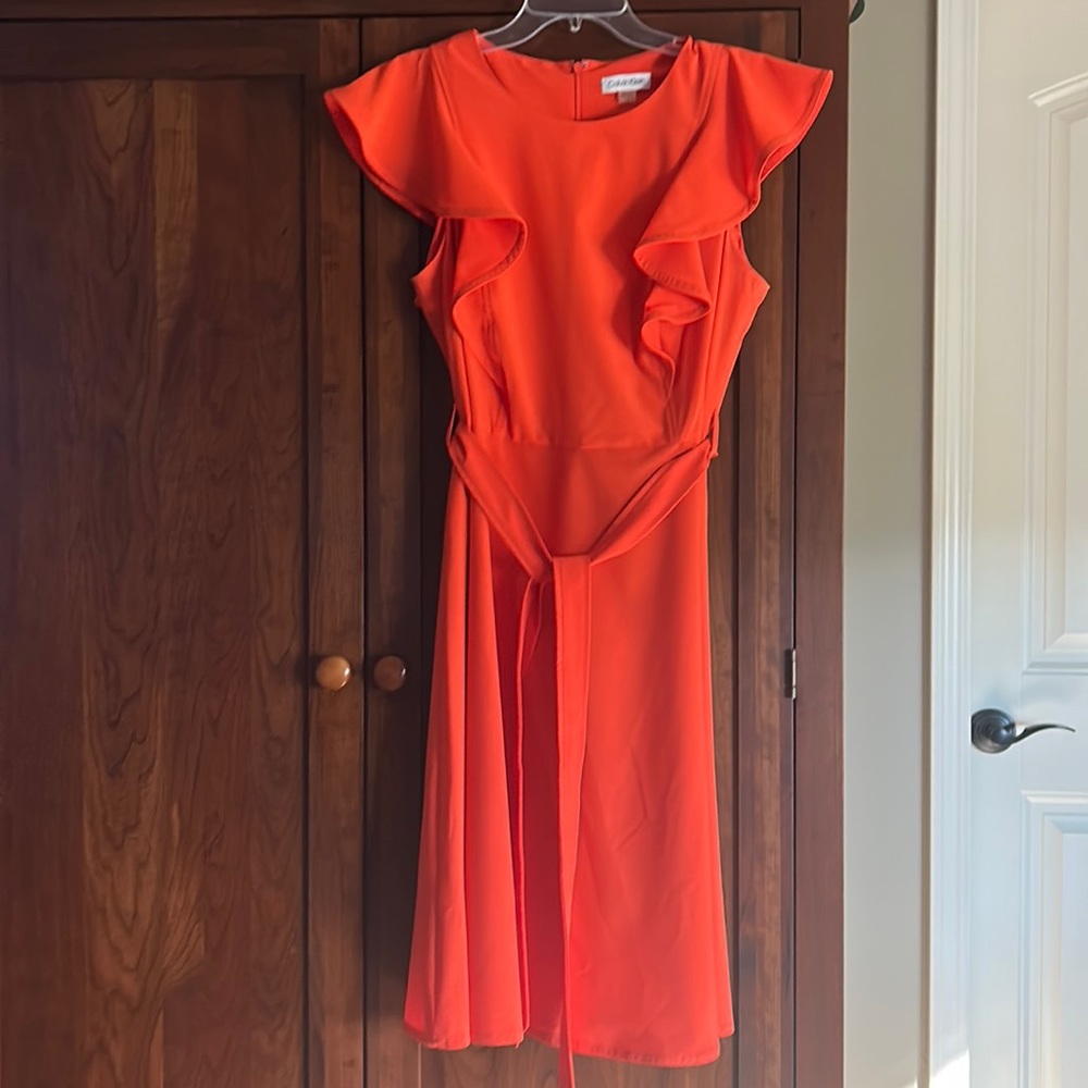Calvin Klein dress, size 12, excellent condition, red orange color